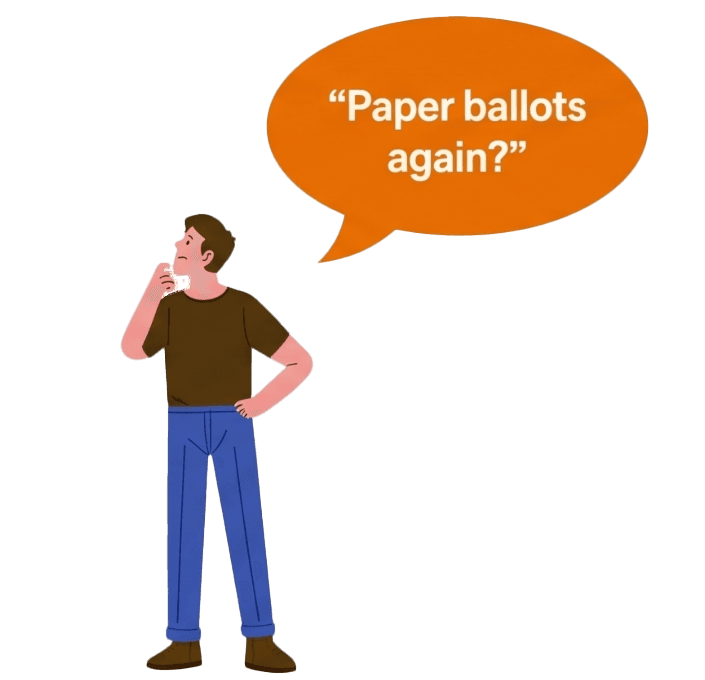 HOA board member frustrated by paper ballot voting