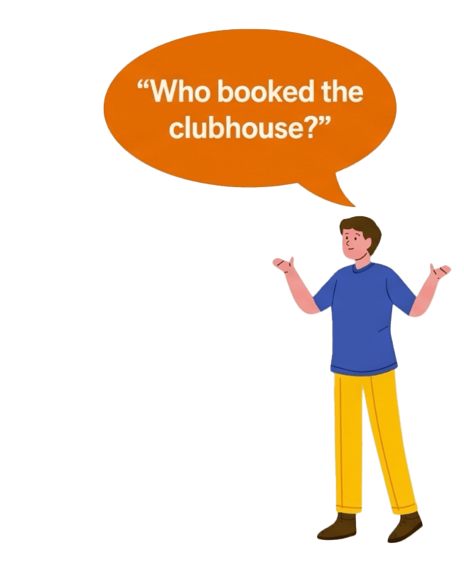 HOA board member dealing with clubhouse reservation double bookings