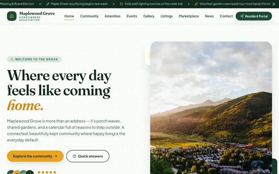 Grove website design